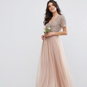 ASOS maya v-neck blush sequin dress